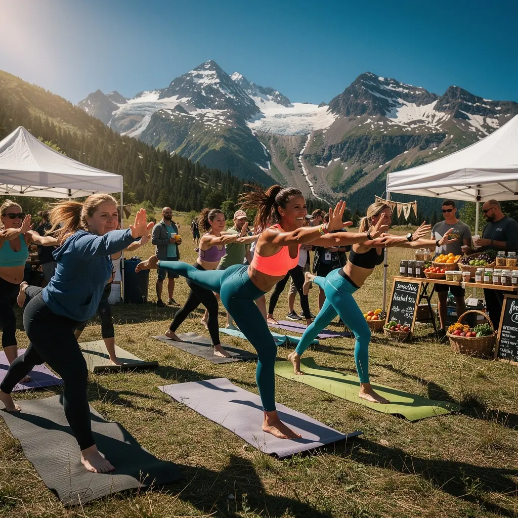 Varias personas en una clase de yoga, practicando secuencias energéticas para aumentar el metabolismo y mejorar la gestión del peso.