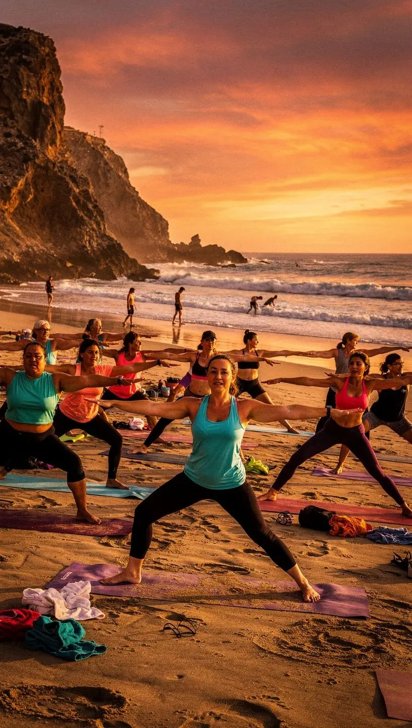 Una persona realizando una postura de yoga caliente en un entorno natural, enfocándose en la respiración y el equilibrio.